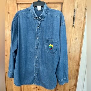 Global Generation Vintage Denim Shirt Pride Pocket Decal Size Large Y2K 90’s